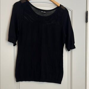 Express Black Fitted Short Sleeve Blouse
